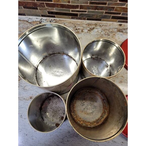 Set of 4 Vintage Ballonoff Canisters, Fruit Design Tin Containers, Kitchen Decor - Picture 5 of 7